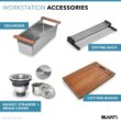 Ruvati RVH8350 16-Gauge Stainless Steel 33 in. 50/50 Double Bowl Undermount Workstation Kitchen Sink with Accessories