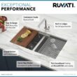 Ruvati RVH8350 16-Gauge Stainless Steel 33 in. 50/50 Double Bowl Undermount Workstation Kitchen Sink with Accessories