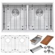 Ruvati RVH8350 16-Gauge Stainless Steel 33 in. 50/50 Double Bowl Undermount Workstation Kitchen Sink with Accessories