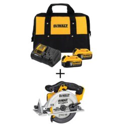 DEWALT DCB2052CKW391B 20V MAX Cordless 6-1/2 in. Circular Saw, (2) 20V MAX XR Premium Lithium-Ion 5.0Ah Batteries, and Charger