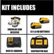 DEWALT DCB2052CKW391B 20V MAX Cordless 6-1/2 in. Circular Saw, (2) 20V MAX XR Premium Lithium-Ion 5.0Ah Batteries, and Charger
