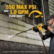 DEWALT DCPW550BWB205CK 20V MAX 550 PSI 1.0 GPM Cold Water Cordless Power Cleaner with (1) 5Ah Battery, Charger & Tool Bag