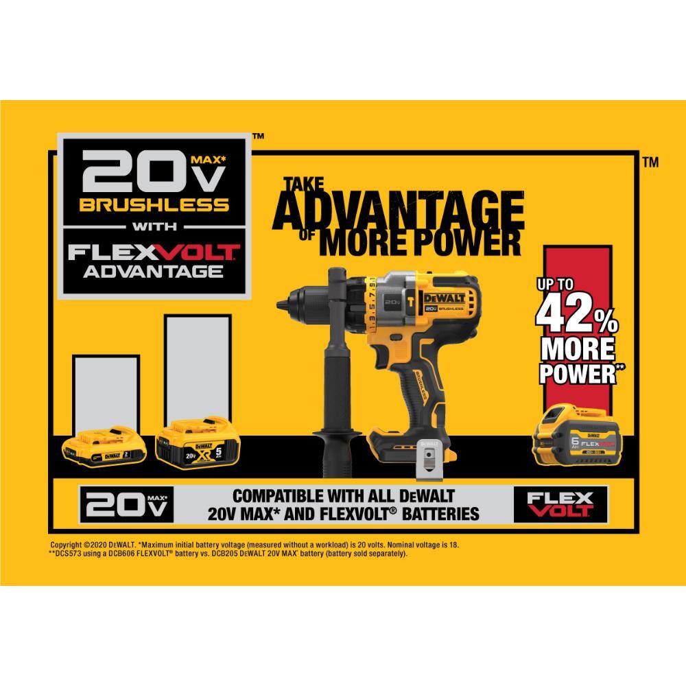 DEWALT DCD999B 20V MAX Brushless Cordless 1/2 in. Hammer Drill/Driver with FLEXVOLT ADVANTAGE (Tool Only) DEWALT DCD999B 20V MAX Brushless Cordless 1/2 in. Hammer Drill/Driver with FLEXVOLT ADVANTAGE (Tool Only) - Image 2
