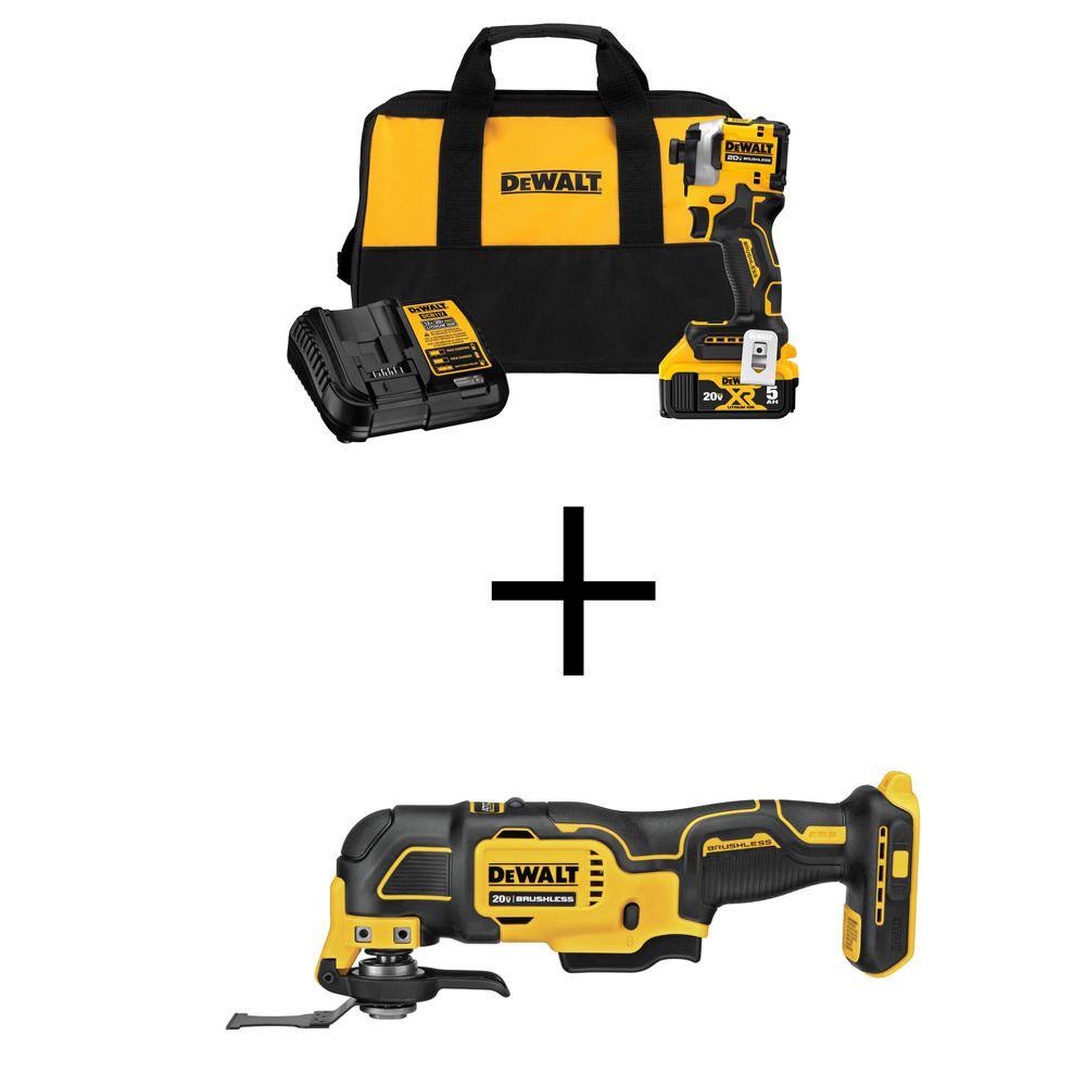 DEWALT DCF850P1WDCS354 ATOMIC 20V MAX Lithium-Ion Cordless Impact Driver Kit and ATOMIC 20V MAX Cordless Brushless Oscillating Multi-Tool DEWALT DCF850P1WDCS354 ATOMIC 20V MAX Lithium-Ion Cordless Impact Driver Kit and ATOMIC 20V MAX Cordless Brushless Oscillating Multi-Tool