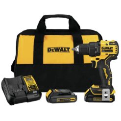 DEWALT ATOMIC 20V MAX Cordless Brushless Compact 1/2 in. Drill/Driver, (2) 20V 1.3Ah Batteries, Charger and Bag
