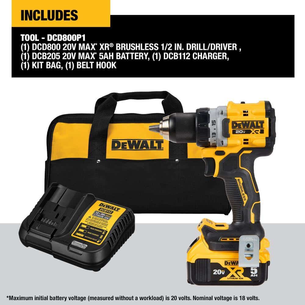 DEWALT DCD800P1WDCS354 20V MAX XR Lithium-Ion Cordless Compact 1/2 in. Drill/Driver Kit with ATOMIC Cordless Brushless Oscillating Multi-Tool DEWALT DCD800P1WDCS354 20V MAX XR Lithium-Ion Cordless Compact 1/2 in. Drill/Driver Kit with ATOMIC Cordless Brushless Oscillating Multi-Tool - Image 14