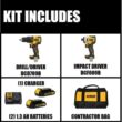DEWALT DCK279C2W412 ATOMIC 20V MAX Cordless Brushless Hammer Drill/Impact 2 Tool Combo Kit, 20V 4.5-5 in. Grinder, and (2) 1.3Ah Batteries DEWALT DCK279C2W412 ATOMIC 20V MAX Cordless Brushless Hammer Drill/Impact 2 Tool Combo Kit, 20V 4.5-5 in. Grinder, and (2) 1.3Ah Batteries