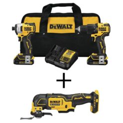 DEWALT DCK279C2WDCS354 ATOMIC 20V MAX Cordless Brushless Hammer Drill/Impact 2 Tool Combo Kit, Oscillating Tool, and (2) 1.3Ah Batteries