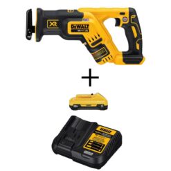 DEWALT  20V MAX XR Cordless Brushless Compact Reciprocating Saw, (1) 20V Compact Lithium-Ion 4.0Ah Battery, and 12V-20V Charger
