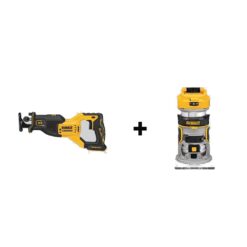 DEWALT DCS382BWDCW600B 20V MAX XR Cordless Brushless Reciprocating Saw and 20V MAX XR Cordless Brushless Compact Router (Tools-Only)