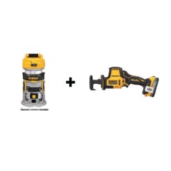 DEWALT DCW600BWCS369E1 Atomic 20-Volt MAX Cordless Brushless Compact Reciprocating Saw & Brushless Compact Router with 1.7 Ah Battery & Charger