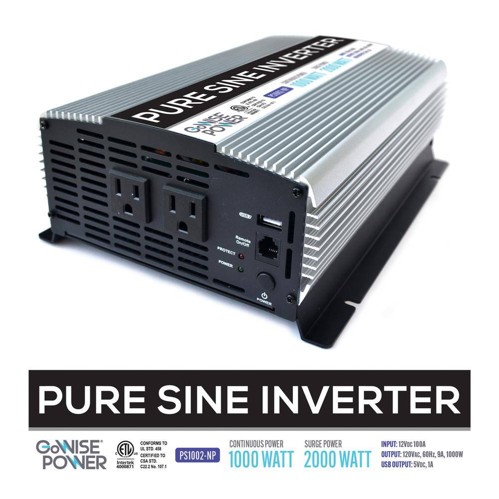 GoWISE USA PS1002 1,000-Watt Continuous/2,000-Watt Peak Pure Sine Wave Inverter GoWISE USA PS1002 1,000-Watt Continuous/2,000-Watt Peak Pure Sine Wave Inverter - Image 5