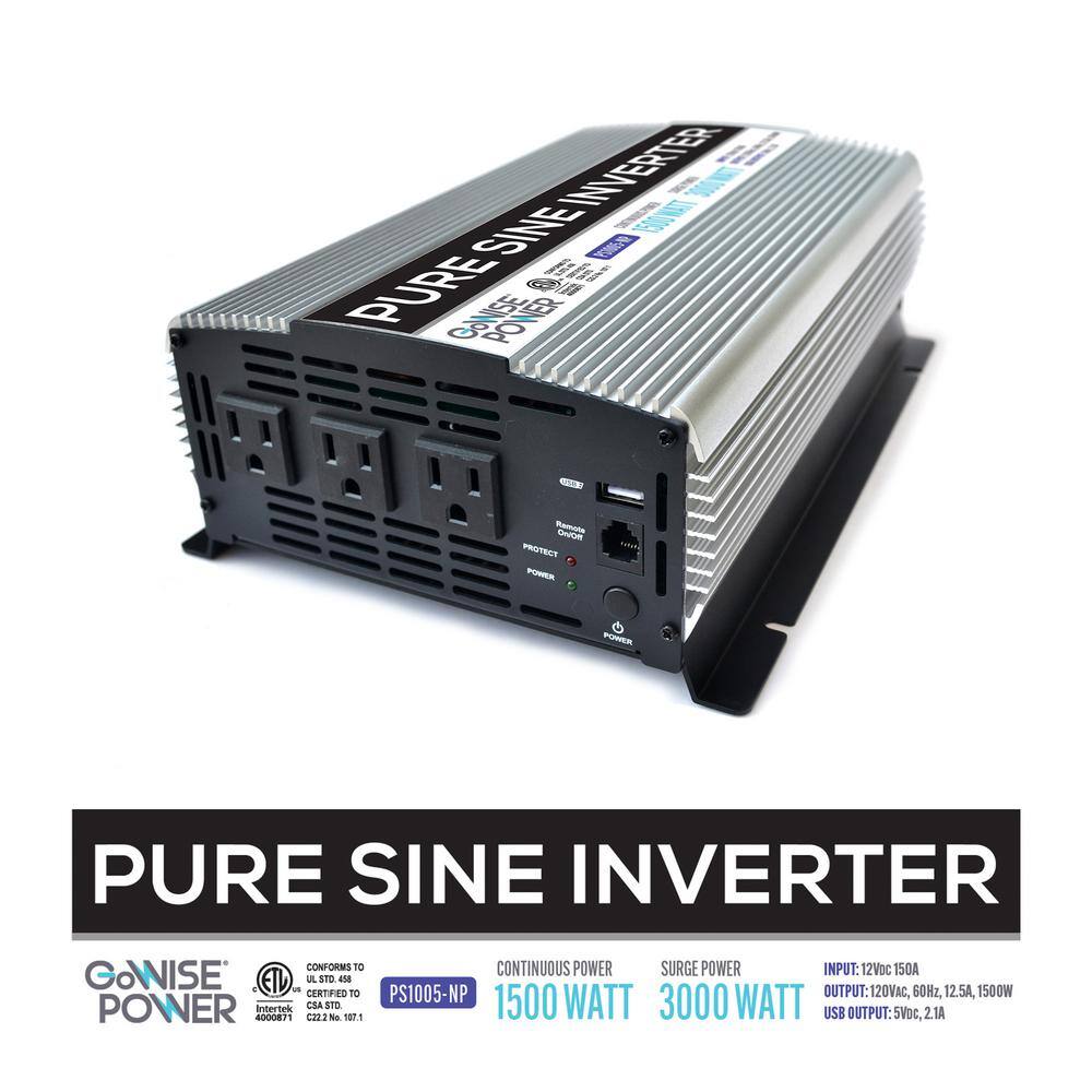 GoWISE USA 1,500-Watt Continuous/3,000-Watt Peak Pure Sine Wave Inverter GoWISE USA 1,500-Watt Continuous/3,000-Watt Peak Pure Sine Wave Inverter - Image 4