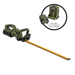 Green Machine GMHT6200 62V Brushless 25in. Cordless Battery Push start Hedge Trimmer with Rotating Handle and 2.5 Ah Batter and Rapid Charger