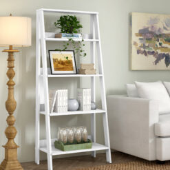 Ebern Designs Haralda 55'' H x 24.1'' W Ladder Bookcase - True White