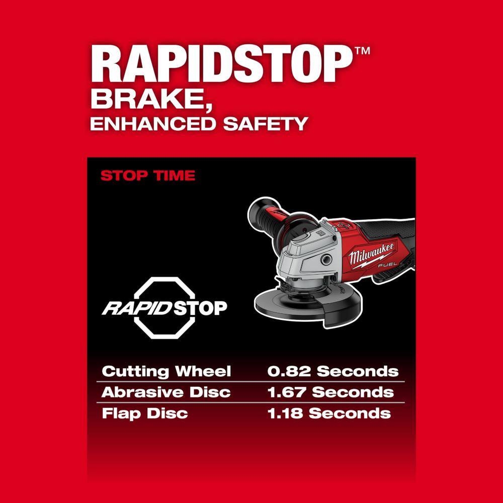 Milwaukee 2880-20-48-11-1850 M18 FUEL 18V Lithium-Ion Brushless Cordless 4-1/2 in. ./5 in. Grinder with Paddle Switch with (1) 5.0 Ah Battery Milwaukee 2880-20-48-11-1850 M18 FUEL 18V Lithium-Ion Brushless Cordless 4-1/2 in. ./5 in. Grinder with Paddle Switch with (1) 5.0 Ah Battery - Image 12