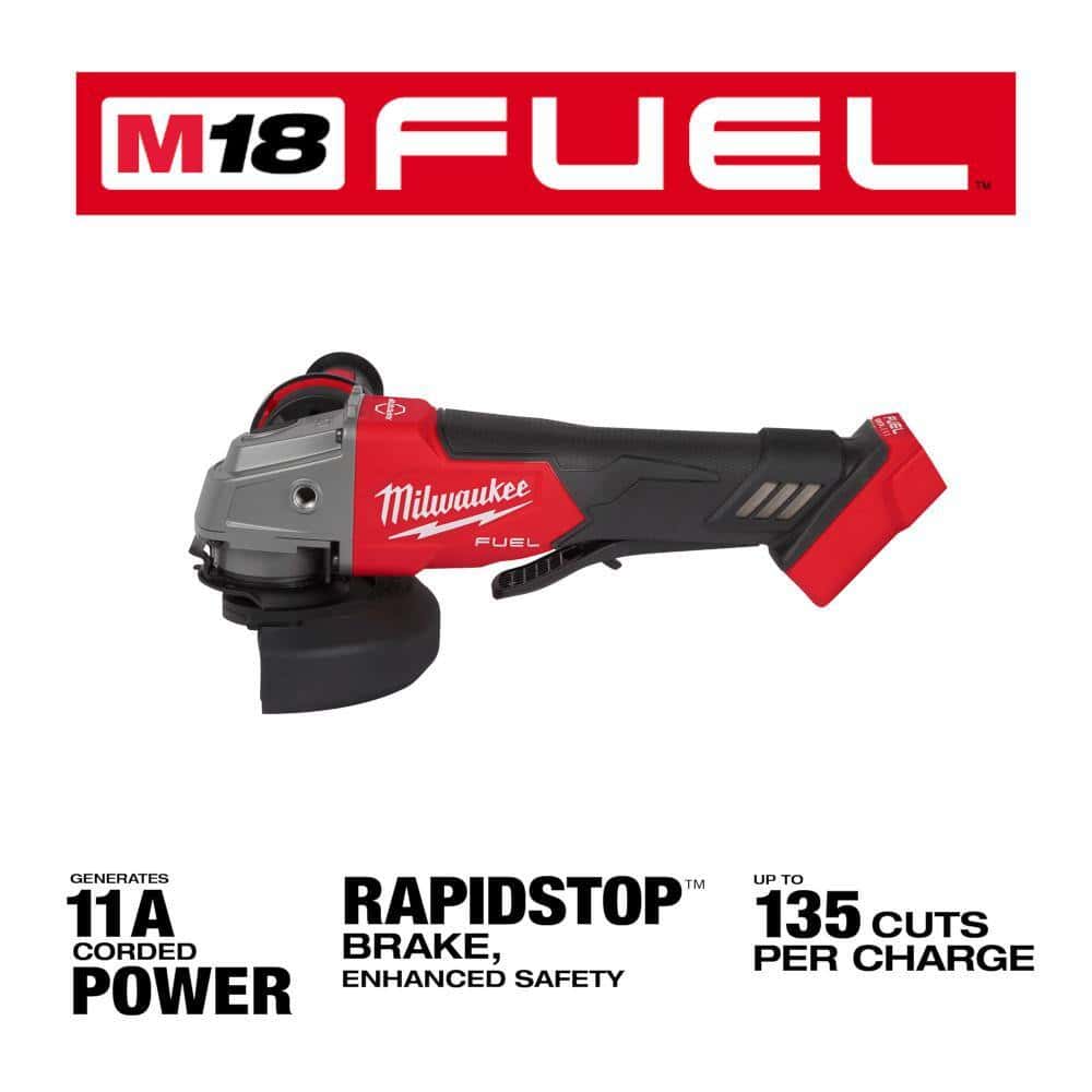 Milwaukee 2880-20-48-11-1850 M18 FUEL 18V Lithium-Ion Brushless Cordless 4-1/2 in. ./5 in. Grinder with Paddle Switch with (1) 5.0 Ah Battery Milwaukee 2880-20-48-11-1850 M18 FUEL 18V Lithium-Ion Brushless Cordless 4-1/2 in. ./5 in. Grinder with Paddle Switch with (1) 5.0 Ah Battery - Image 3