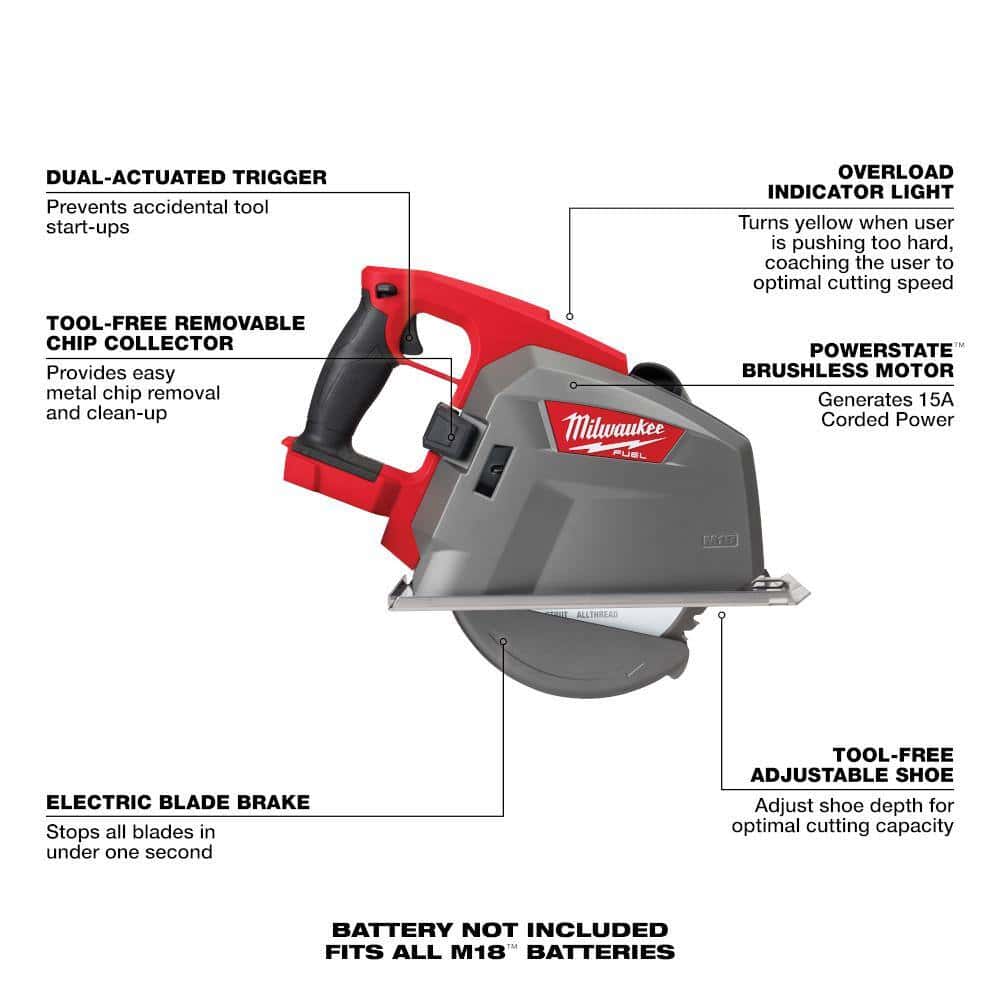 Milwaukee 2982-20 M18 FUEL 18V 8 in. Lithium-Ion Brushless Cordless Metal Cutting Circular Saw (Tool-Only) Milwaukee 2982-20 M18 FUEL 18V 8 in. Lithium-Ion Brushless Cordless Metal Cutting Circular Saw (Tool-Only) - Image 3