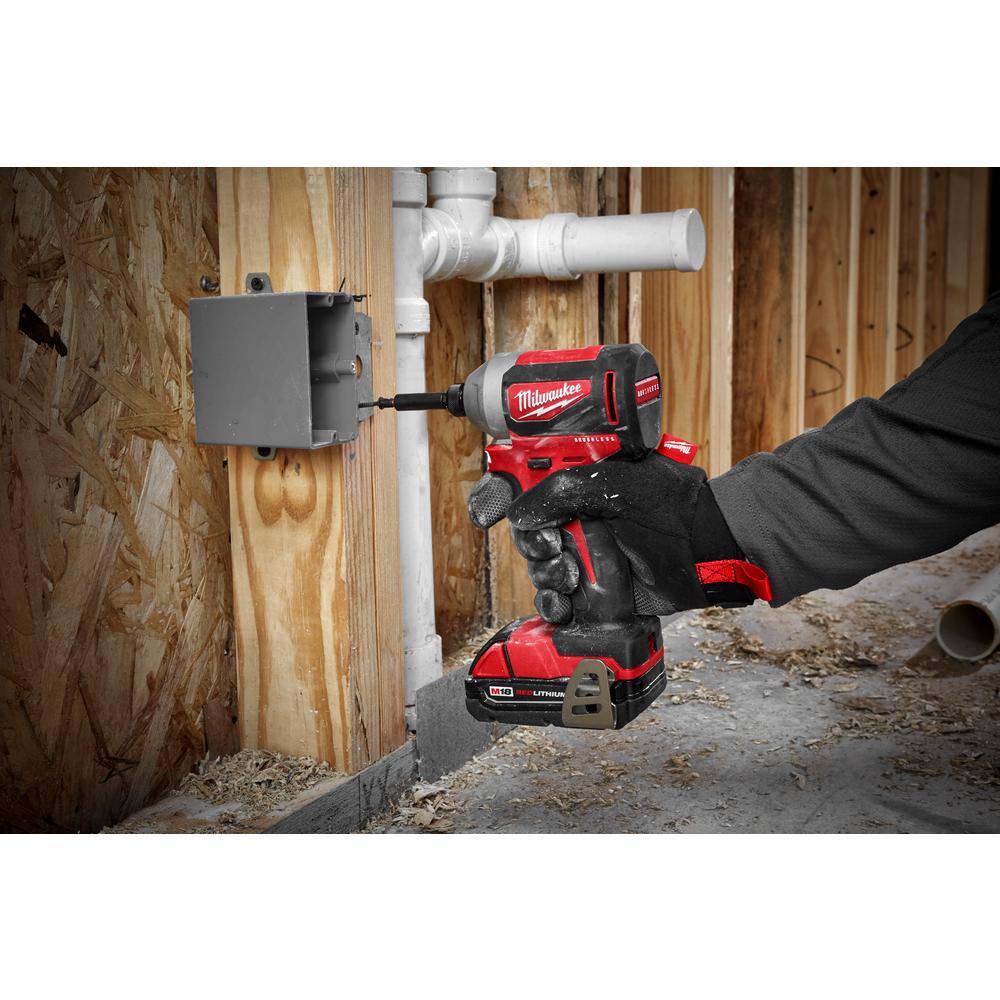Milwaukee 2850-22CT-48-11-1862 M18 18V Lithium-Ion Brushless Cordless 1/4 in. Impact Driver Kit with Two 2.0 Ah and Two 6.0Ah Batteries Milwaukee 2850-22CT-48-11-1862 M18 18V Lithium-Ion Brushless Cordless 1/4 in. Impact Driver Kit with Two 2.0 Ah and Two 6.0Ah Batteries - Image 10