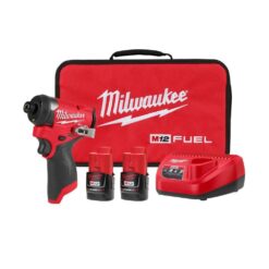Milwaukee 3453-22 M12 FUEL 12V Lithium-Ion Brushless Cordless 1/4 in. Hex Impact Driver Kit w/Two 2.0Ah Batteries, Charger&Soft Case