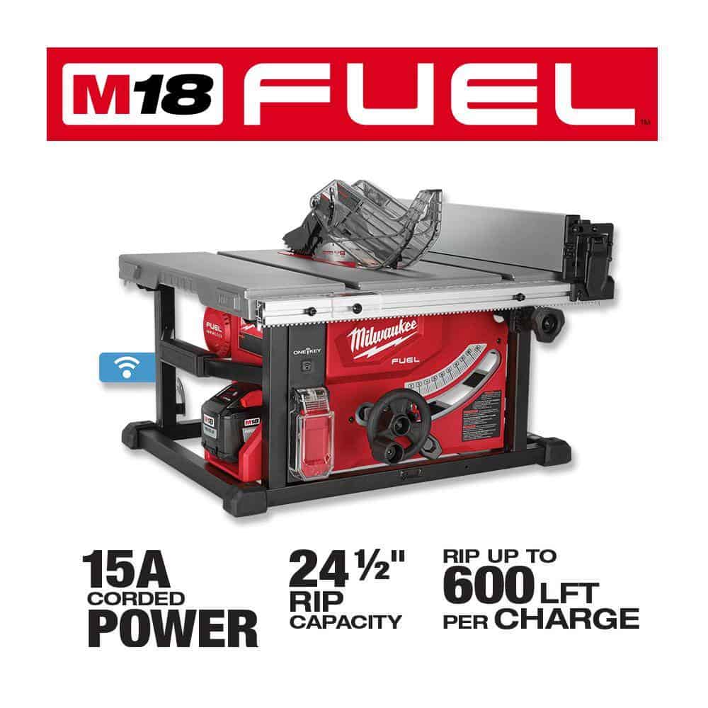 Milwaukee 2736-21HD M18 FUEL ONE-KEY 18- volt Lithium-Ion Brushless Cordless 8-1/4 in. Table Saw Kit W/(1) 12.0Ah Battery & Rapid Charger Milwaukee 2736-21HD M18 FUEL ONE-KEY 18- volt Lithium-Ion Brushless Cordless 8-1/4 in. Table Saw Kit W/(1) 12.0Ah Battery & Rapid Charger - Image 2