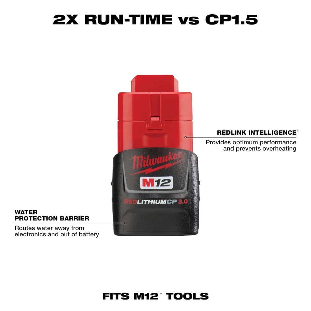 Milwaukee 48-11-2430 M12 12-Volt Lithium-Ion Compact Battery Pack 3.0Ah (2-Pack) Milwaukee 48-11-2430 M12 12-Volt Lithium-Ion Compact Battery Pack 3.0Ah (2-Pack) - Image 7