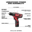 Milwaukee 2494-22-2457-20-2426-20 M12 12V Lithium-Ion Cordless Drill Driver/Impact Driver/Ratchet Combo Kit (3-Tool) with M12 Oscillating Multi-Tool