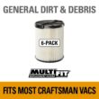 MULTI FIT VF7816B General Purpose Replacement Cartridge Filter for Most 5 to 20 Gallon CRAFTSMAN Wet/Dry Shop Vacuums (6-Pack)