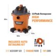 RIDGID HD1200A 12 Gallon 5.0 Peak HP NXT Wet/Dry Shop Vacuum with Filter, Locking Hose, Accessories and Premium Car Cleaning Kit