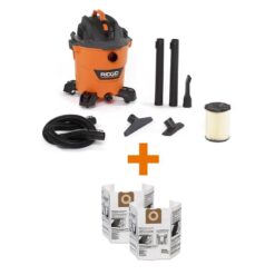 RIDGID HD1200F 12 Gallon 5.0 Peak HP NXT Wet/Dry Shop Vacuum with Filter, Dust Collection Bags, Locking Hose and Accessories