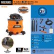 RIDGID HD1600 16 Gallon 6.5 Peak HP NXT Wet/Dry Shop Vacuum with Detachable Blower, Filter, Locking Hose and Accessories