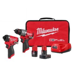 Milwaukee 3497-22 M12 FUEL 12-Volt Lithium-Ion Brushless Cordless Hammer Drill and Impact Driver Combo Kit w/2 Batteries and Bag (2-Tool)