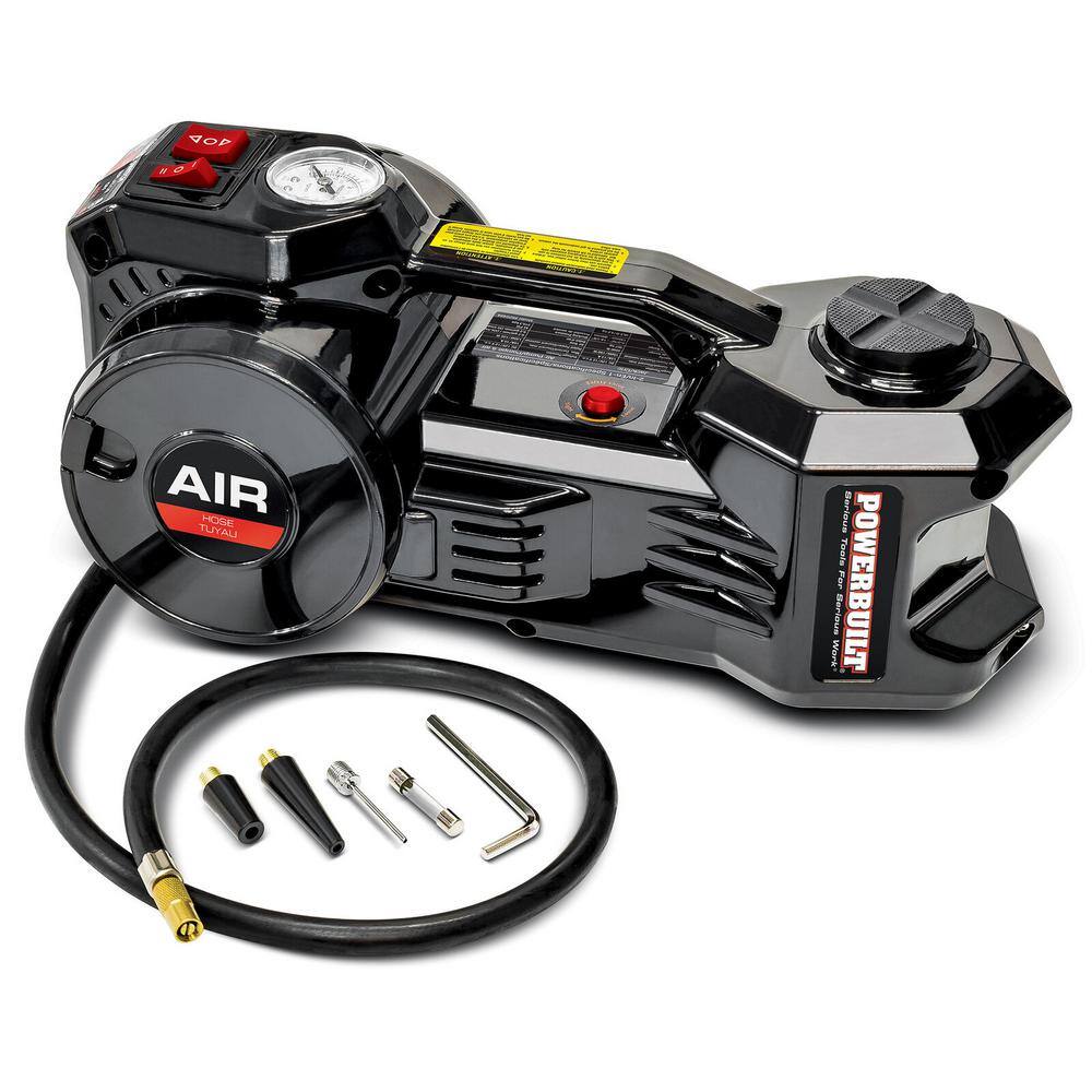 Powerbuilt 620484 1-Ton 12-Volt Electric Floor Jack with Built-In Tire Inflator Powerbuilt 620484 1-Ton 12-Volt Electric Floor Jack with Built-In Tire Inflator