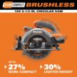 RIDGID R8656B 18V SubCompact Brushless Cordless 6-1/2 in. Circular Saw (Tool Only)