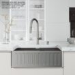 VIGO 1004816567 Oxford 30" Single Bowl Workstation Undermount Stainless Steel Farmhouse Sink with Ledge and Accessories