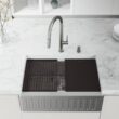 VIGO 1004816567 Oxford 30" Single Bowl Workstation Undermount Stainless Steel Farmhouse Sink with Ledge and Accessories