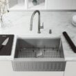 VIGO 1004816567 Oxford 30" Single Bowl Workstation Undermount Stainless Steel Farmhouse Sink with Ledge and Accessories