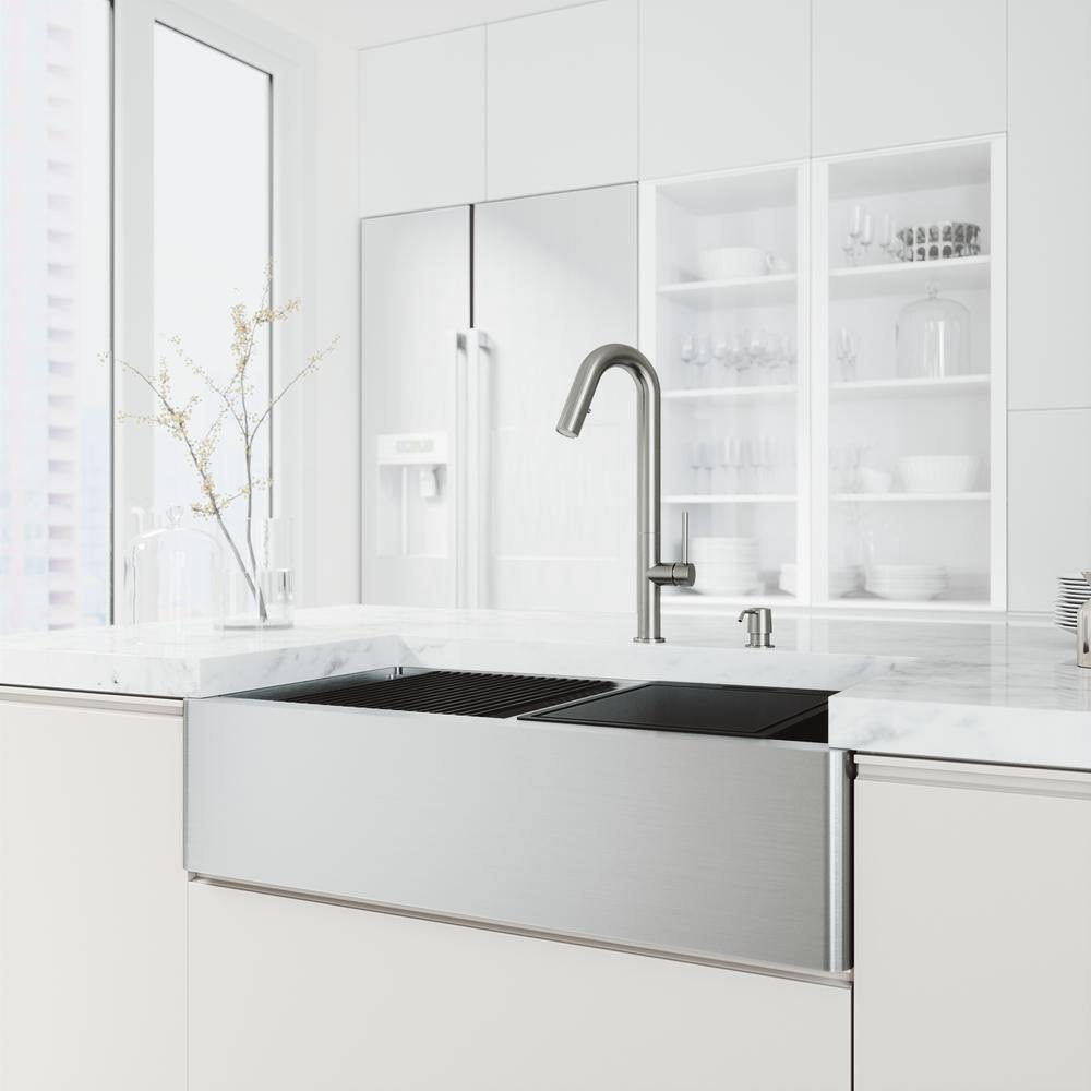 VIGO 1004812066 Oxford 36" Double Bowl Workstation Undermount Stainless Steel Farmhouse Sink with Ledge and Accessories VIGO 1004812066 Oxford 36" Double Bowl Workstation Undermount Stainless Steel Farmhouse Sink with Ledge and Accessories - Image 14