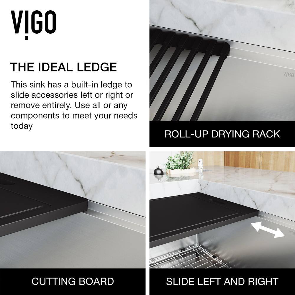 VIGO 1004812066 Oxford 36" Double Bowl Workstation Undermount Stainless Steel Farmhouse Sink with Ledge and Accessories VIGO 1004812066 Oxford 36" Double Bowl Workstation Undermount Stainless Steel Farmhouse Sink with Ledge and Accessories - Image 10