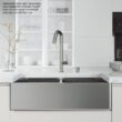 VIGO 1004812066 Oxford 36" Double Bowl Workstation Undermount Stainless Steel Farmhouse Sink with Ledge and Accessories VIGO 1004812066 Oxford 36" Double Bowl Workstation Undermount Stainless Steel Farmhouse Sink with Ledge and Accessories