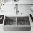 VIGO 1004812066 Oxford 36" Double Bowl Workstation Undermount Stainless Steel Farmhouse Sink with Ledge and Accessories VIGO 1004812066 Oxford 36" Double Bowl Workstation Undermount Stainless Steel Farmhouse Sink with Ledge and Accessories