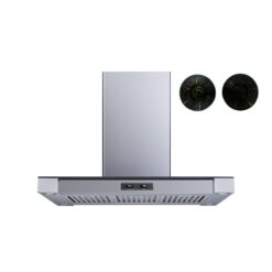 Winflo 1003241343 36 in. Convertible Island Mount Range Hood in Stainless Steel and Glass with Baffle Filters and Carbon Filters