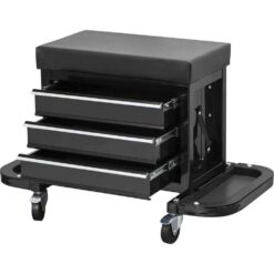 Torin APD2018R 3-Drawer 26.5 in. Rolling Mechanic Creeper Seat with 16-Slot Tool Tray