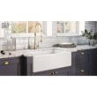 Ruvati 1003280743 30 in. x 20 in. Fireclay Reversible Farmhouse Apron-Front Single Bowl Kitchen Sink in White