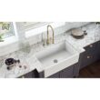 Ruvati 1003280743 30 in. x 20 in. Fireclay Reversible Farmhouse Apron-Front Single Bowl Kitchen Sink in White