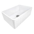 Ruvati 1003280743 30 in. x 20 in. Fireclay Reversible Farmhouse Apron-Front Single Bowl Kitchen Sink in White