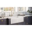 Ruvati 1003280743 30 in. x 20 in. Fireclay Reversible Farmhouse Apron-Front Single Bowl Kitchen Sink in White