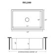 Ruvati 1003280744 Farmhouse Apron-Front Fireclay 33 in. x 20 in. Reversible Single Bowl Kitchen Sink in White