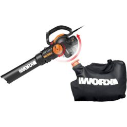 Worx WG512 TRIVAC 2.0 70 MPH 600 CFM Electric 12 Amp 3-in-1 Blower, Mulcher, Yard and Lawn Vacuum with Metal Impeller