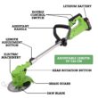Electric Weed Eater Lawn Edger Cordless Grass String Trimmer Cutter + 2 Batteries